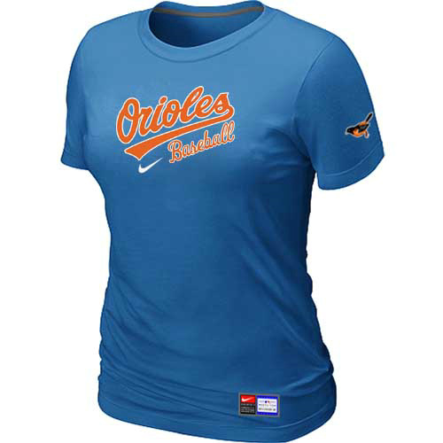 Baltimore Orioles Nike Women's L.blue Short Sleeve Practice T-Shirt