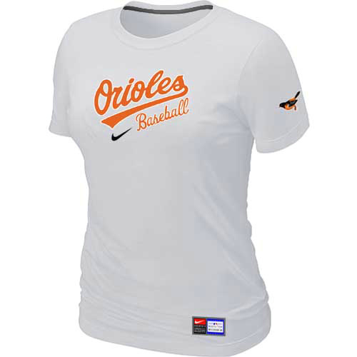Baltimore Orioles Nike Women's White Short Sleeve Practice T-Shirt