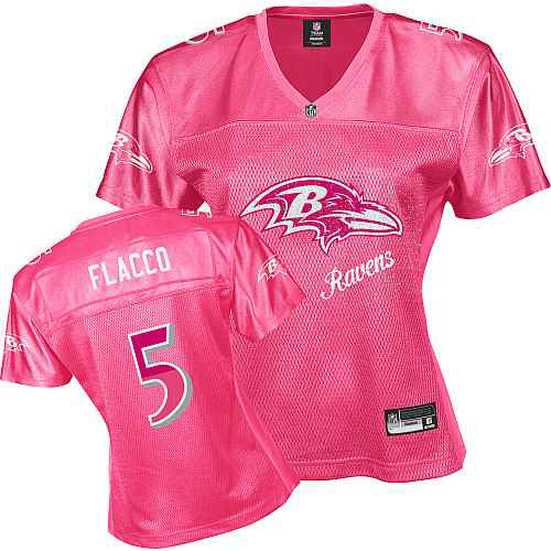 Baltimore Ravens 5 FLACCO pink Womens Jerseys