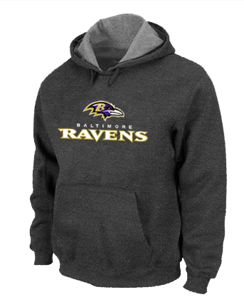 Baltimore Ravens Authentic Logo Pullover Hoodie D.Grey - Click Image to Close