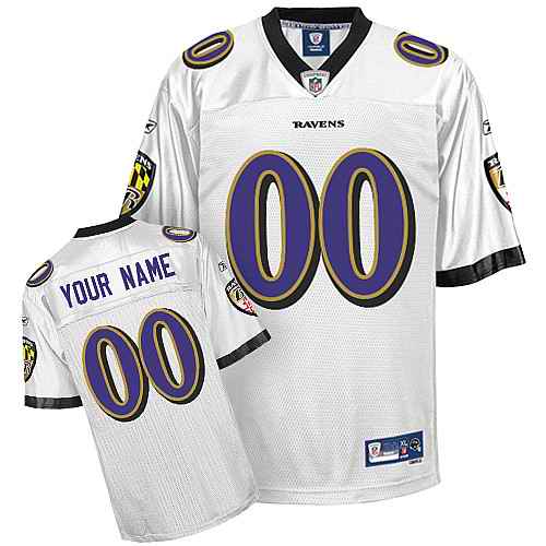 Baltimore Ravens Men Customized White Jersey