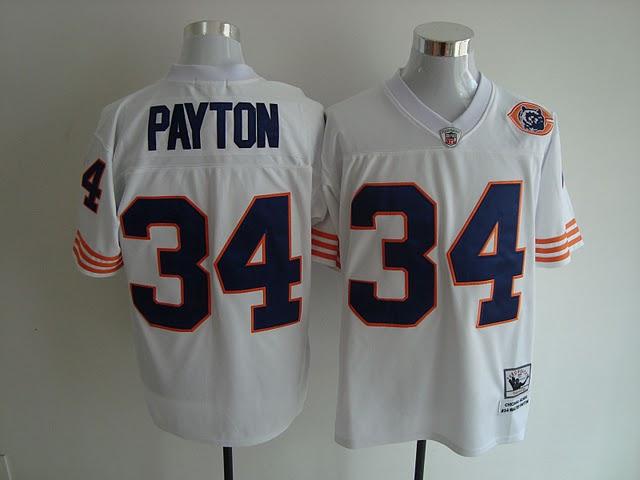Bears 34 Payton White Big Number Jerseys