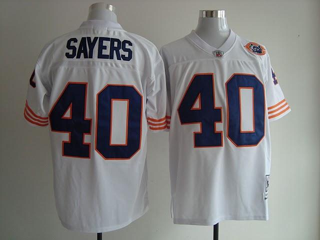 Bears 40 Sayers White Big Number Throwback Jerseys