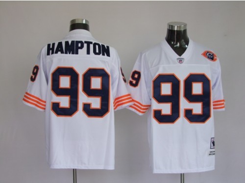 Bears 99 Hampton White Big Number Throwback Jerseys