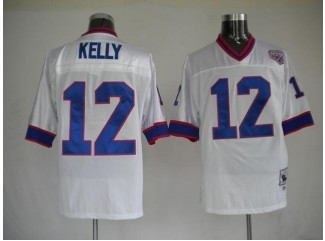 Bills 12 Jim Kelly White Throwback Jerseys