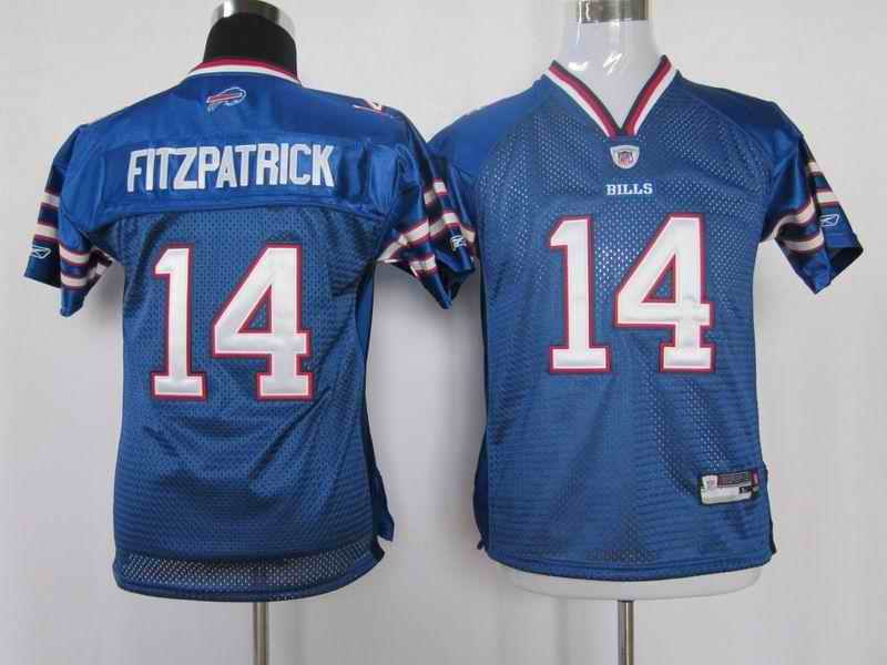 Bills 14 Fitzpatrick blue kids Jerseys