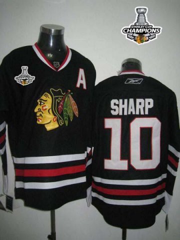 Blackhawks 10 Patrick Sharp Black 2013 Stanley Cup Champions Jerseys - Click Image to Close