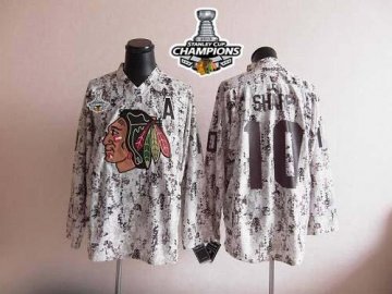Blackhawks 10 Patrick Sharp Camouflage 2013 Stanley Cup Champions Jerseys - Click Image to Close