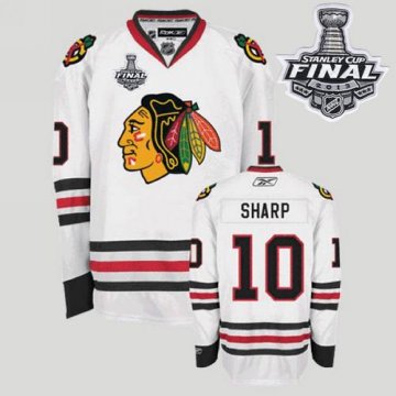Blackhawks 10 Patrick Sharp White With 2013 Stanley Cup Finals Jerseys