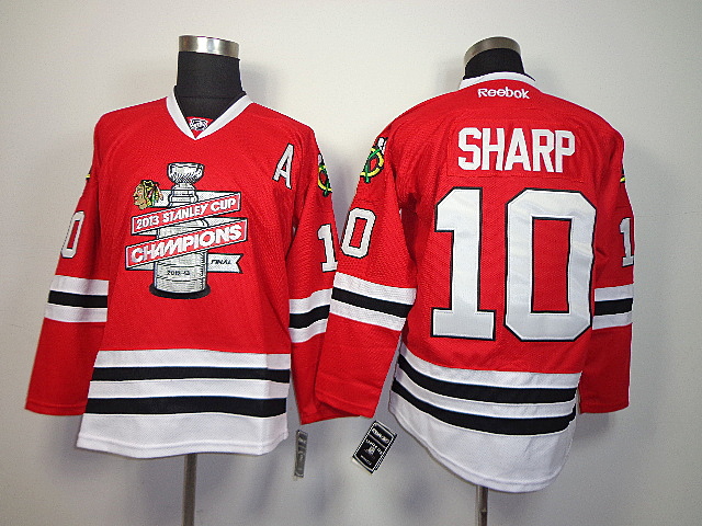 Blackhawks 10 Sharp 2013 Stanley Cup Champions Red Jerseys