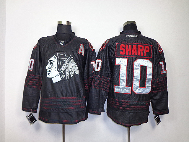 Blackhawks 10 Sharp Black Ice Jerseys