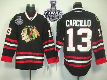 Blackhawks 13 Dan Carcillo Black With 2013 Stanley Cup Finals Jerseys - Click Image to Close