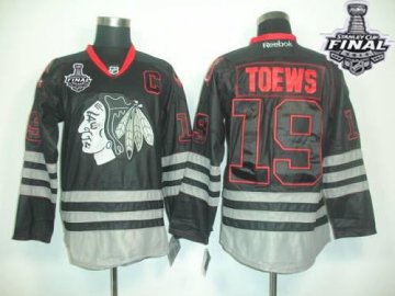 Blackhawks 19 Jonathan Toews Black Ice With 2013 Stanley Cup Jersey - Click Image to Close
