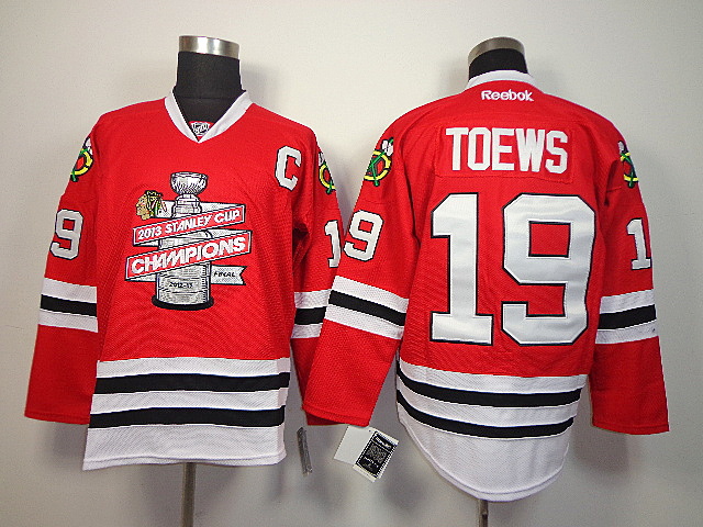 Blackhawks 19 Toews 2013 Stanley Cup Champions Red Jerseys