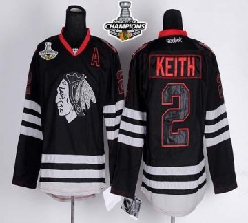 Blackhawks 2 Duncan Keith Black Ice 2013 Stanley Cup Champions Jerseys