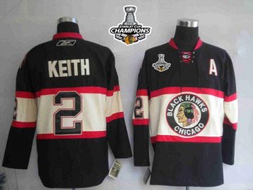 Blackhawks 2 Duncan Keith Black New Third 2013 Stanley Cup Champions Jerseys