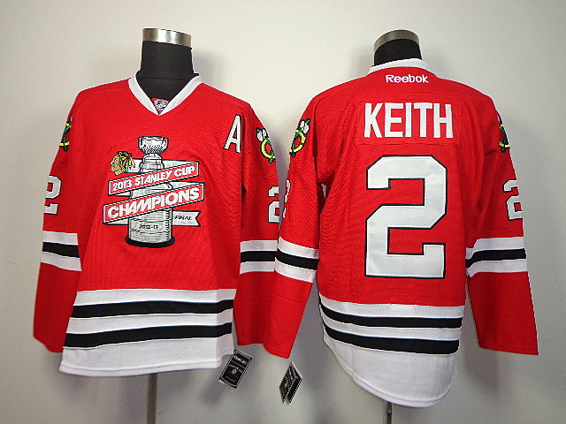 Blackhawks 2 Keith 2013 Stanley Cup Champions Red Jerseys