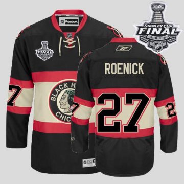 Blackhawks 27 Jeremy Roenick Black New Third With 2013 Stanley Cup Finals Jerseys