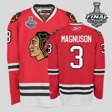 Blackhawks 3 Keith Magnuson Red With 2013 Stanley Cup Finals Jerseys