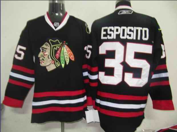 Blackhawks 35 Esposito black Jerseys