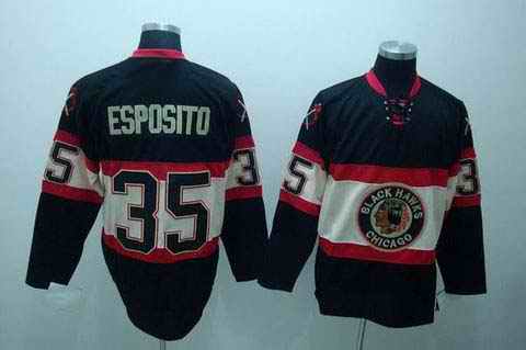 Blackhawks 35 esposito black new third jersey