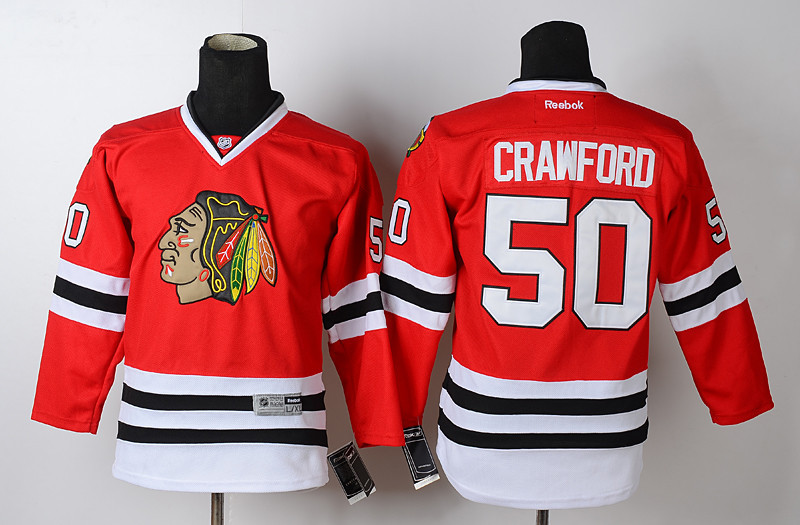 Blackhawks 50 Crawford Red Youth Jersey