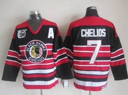 Blackhawks 7 Chelios 75th Vintage Jerseys