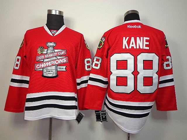 Blackhawks 88 Kane 2013 Stanley Cup Champions Red Jerseys