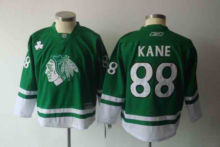 Blackhawks 88 Kane St.Patricks Day Green Youth Jersey