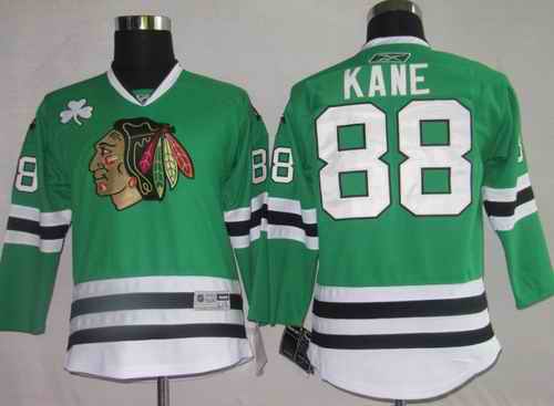 Blackhawks 88 Kane green Youth Jersey