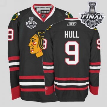 Blackhawks 9 Bobby Hull Black With 2013 Stanley Cup Finals Jerseys