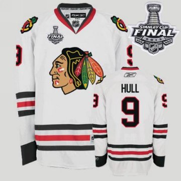 Blackhawks 9 Bobby Hull White With 2013 Stanley Cup Finals Jerseys