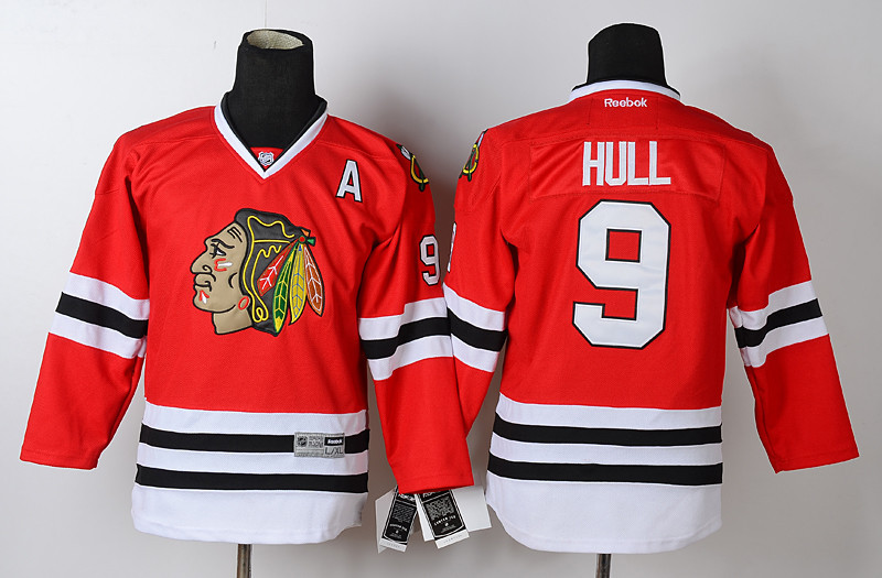 Blackhawks 9 Hull Red Youth Jersey