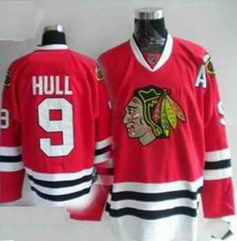Blackhawks 9 Hull Red Youth Jersey