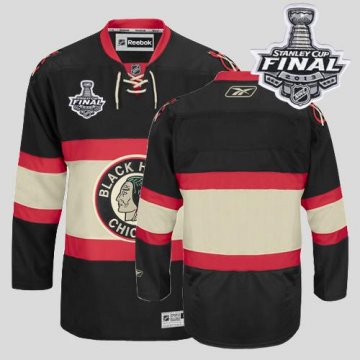 Blackhawks Blank Black New Third With 2013 Stanley Cup Finals Jersey - Click Image to Close