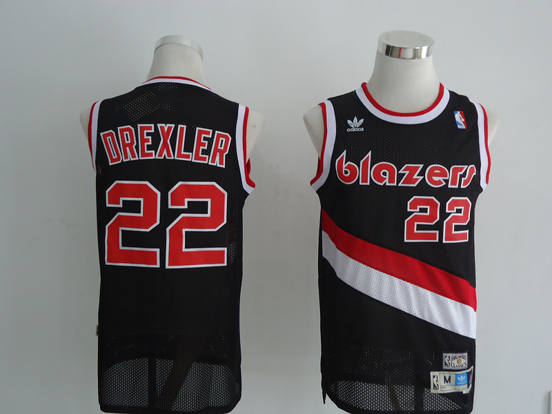 Blazers 22 Drexler Black Jerseys
