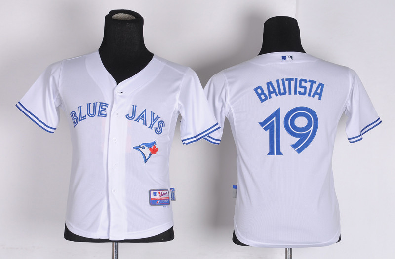 Blue Jays 19 Bautista White Youth Jersey - Click Image to Close