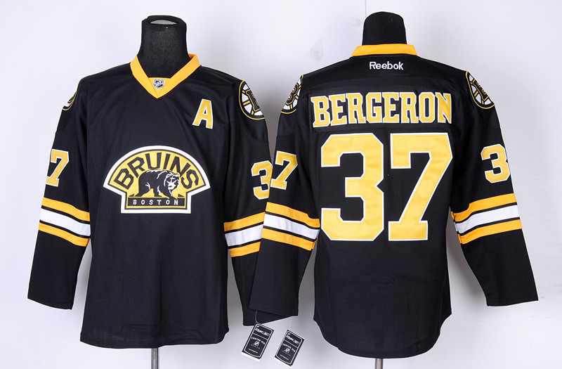 Boston Bruins 37 Patrice Bergeron Black 3rd Jerseys - Click Image to Close