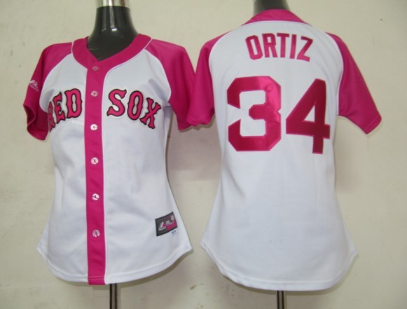 Red Sox 34 Ortiz Pink Splash Fashion Women Jersey