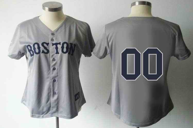 Boston Red Sox Blank Grey Women Custom Jerseys