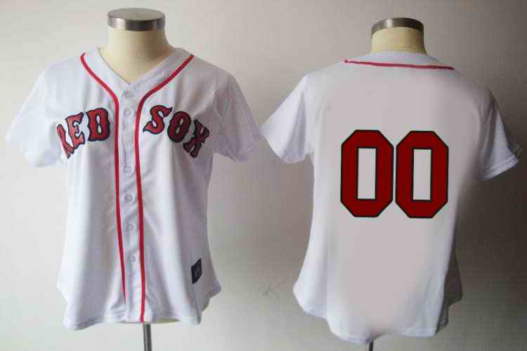 Boston Red Sox Blank White Red Number Women Custom Jerseys
