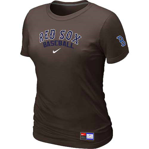 Boston Red Sox Nike Women's Brown Short Sleeve Practice T-Shirt