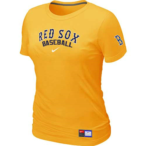 Boston Red Sox Nike Women's Yellow Short Sleeve Practice T-Shirt