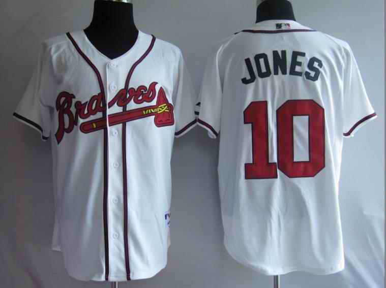 Braves 10 Jones white Kids Jersey - Click Image to Close
