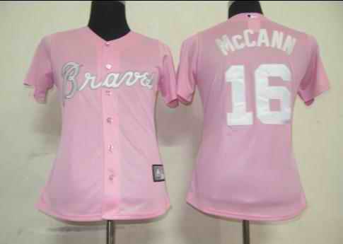 Braves 16 McCANN pink women Jersey