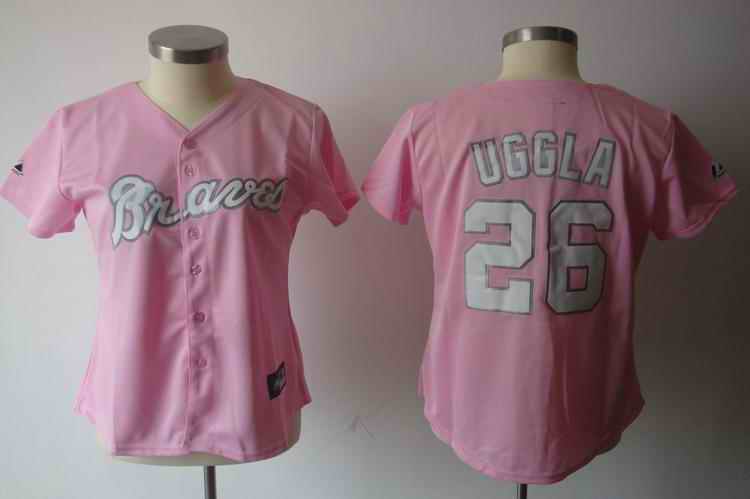 Braves 26 Uggla pink women Jersey