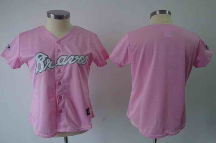 Braves blank pink women Jersey