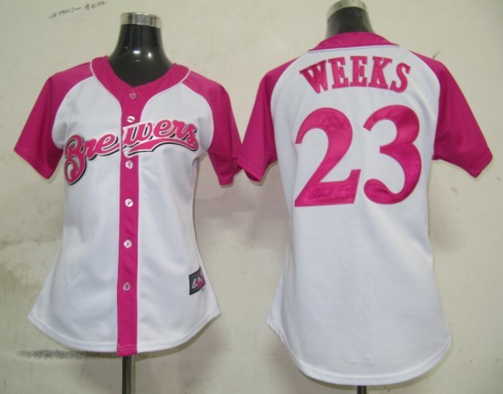 Brewers 23 Weeks Fielder Women Pink Splash Fashion Jersey
