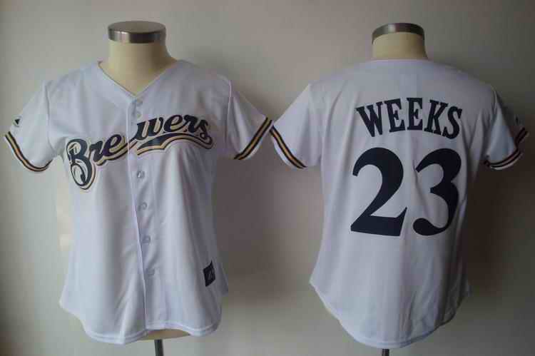 Brewers 23 Weeks white women Jersey