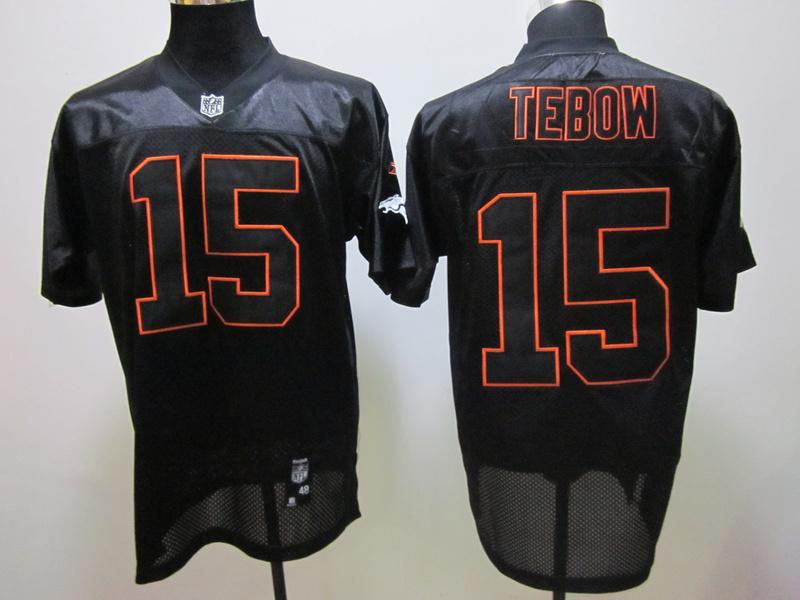 Broncos 15 Tebow Black Jersey